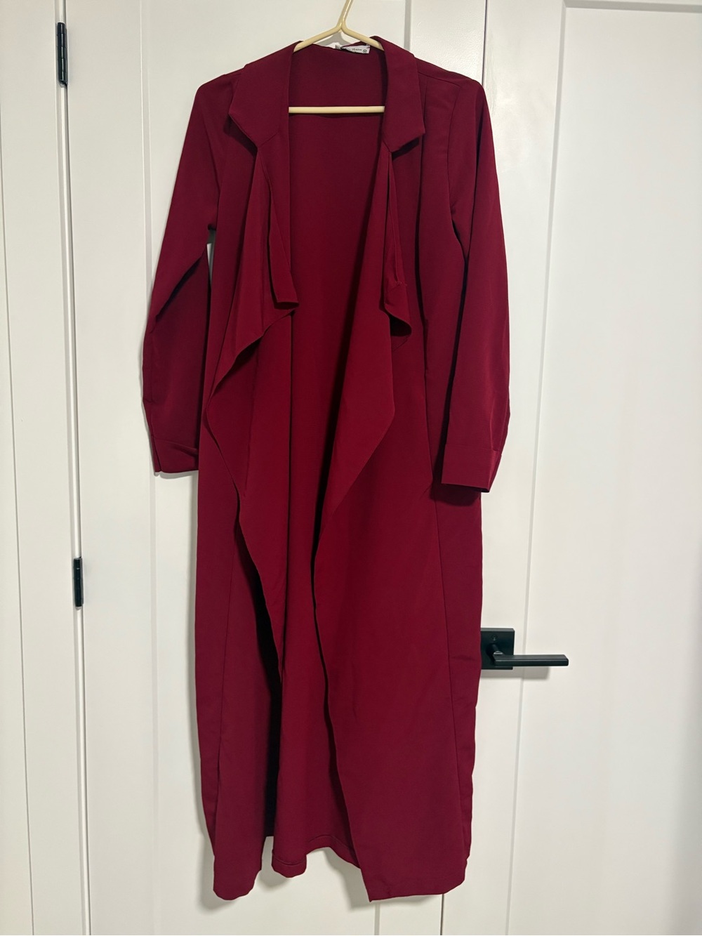 Long Draped Trench Coat Maxi Open Front Modest Abaya Size Medium - Picture 2 of 7